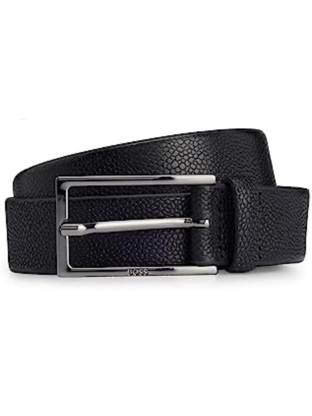 Hugo Boss Black Leather Belt with Gunmetal Hardware